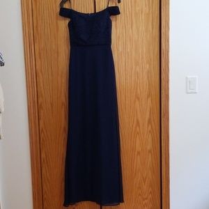 Maxi Navy Off the Shoulder Dress